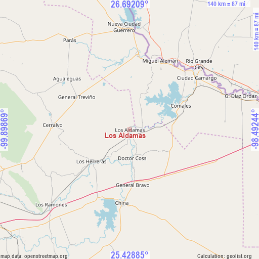 Los Aldamas on map