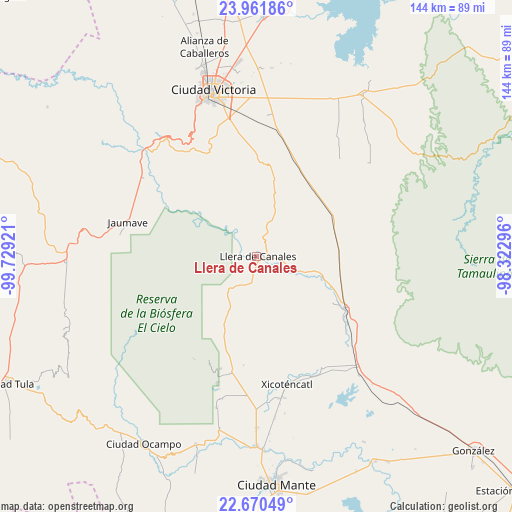 Llera de Canales on map