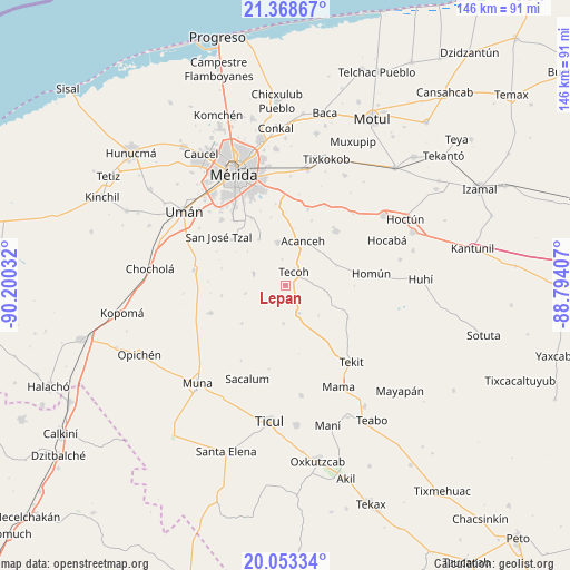 Lepan on map