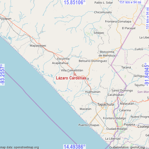 Lázaro Cárdenas on map