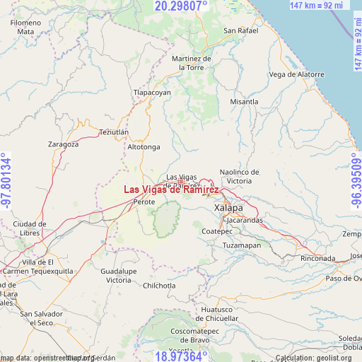Las Vigas de Ramírez on map