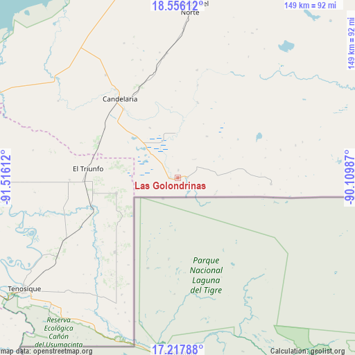 Las Golondrinas on map
