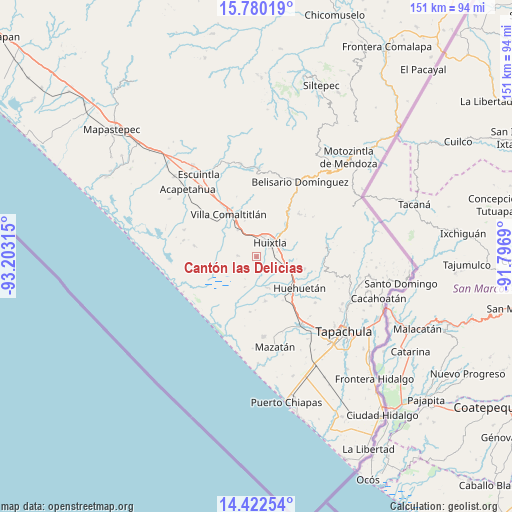 Cantón las Delicias on map