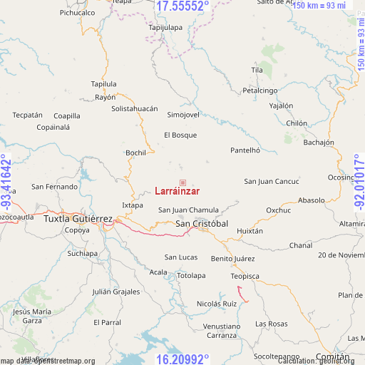 Larráinzar on map