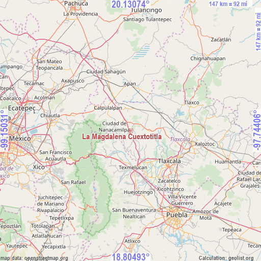 La Magdalena Cuextotitla on map