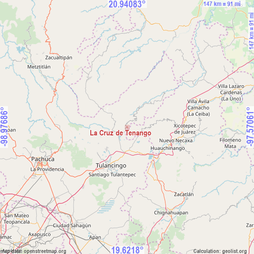 La Cruz de Tenango on map