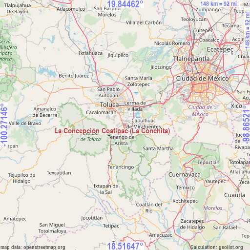 La Concepción Coatipac (La Conchita) on map