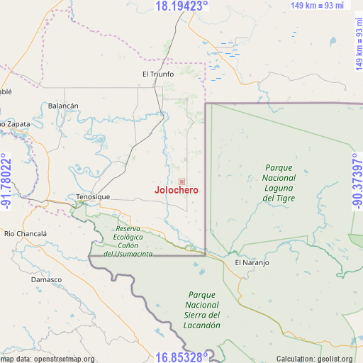 Jolochero on map