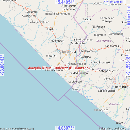 Joaquín Miguel Gutiérrez (El Manzano) on map