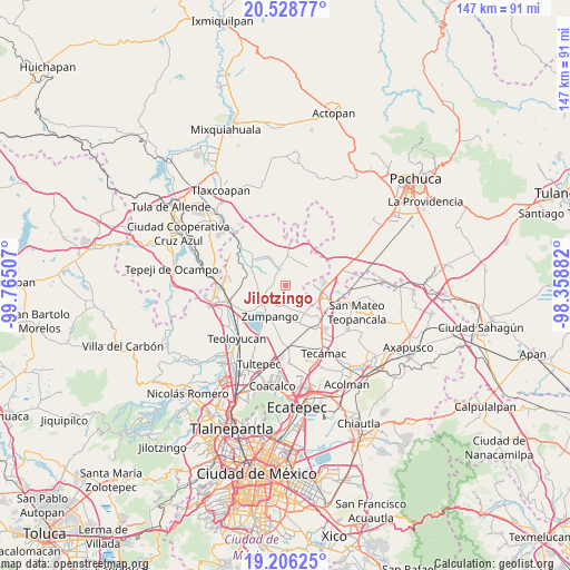 Jilotzingo on map