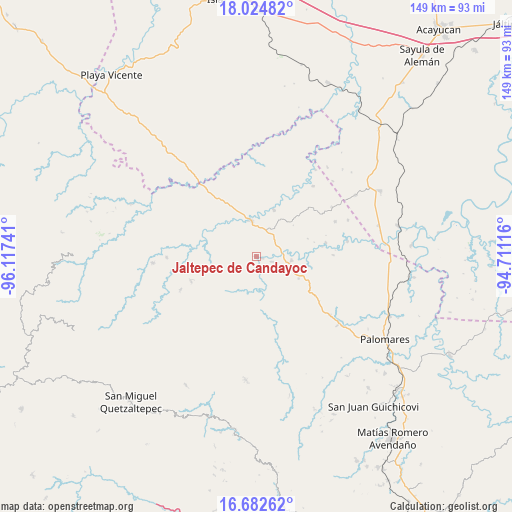 Jaltepec de Candayoc on map
