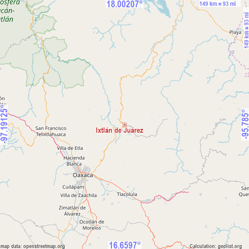 Ixtlán de Juárez on map
