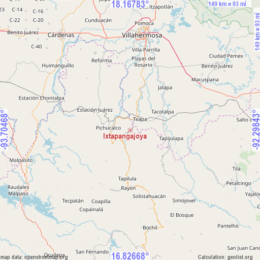 Ixtapangajoya on map