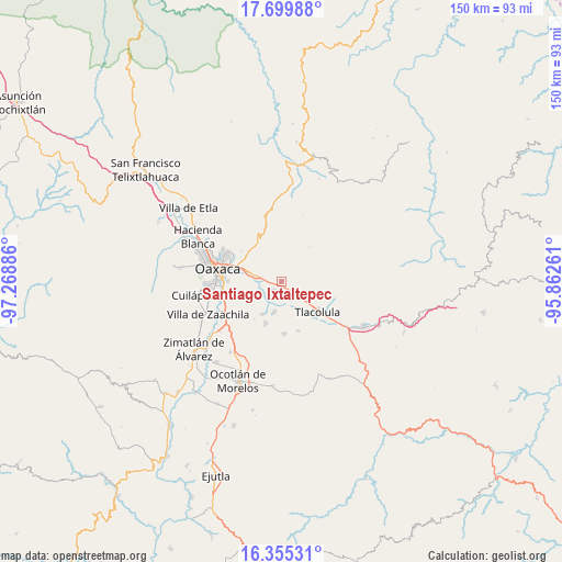 Santiago Ixtaltepec on map