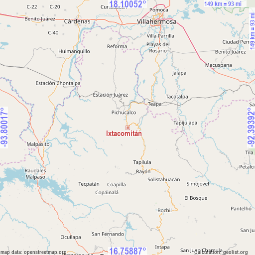 Ixtacomitán on map