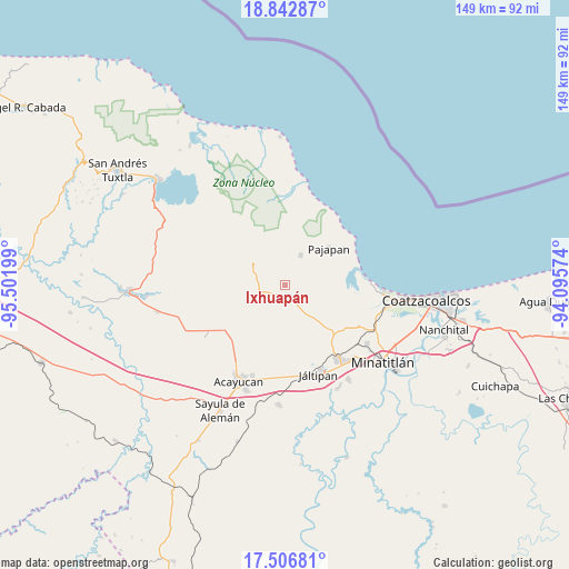 Ixhuapán on map