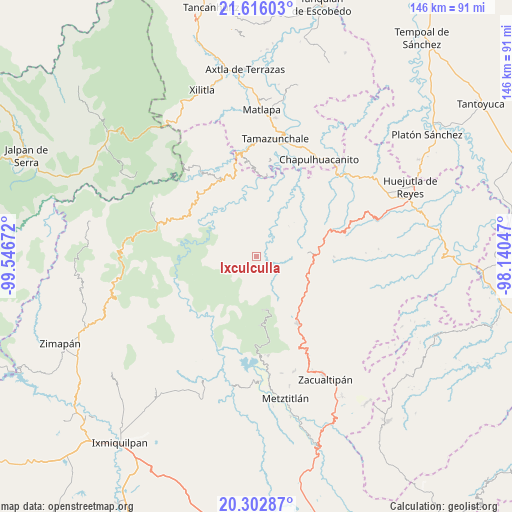 Ixculculla on map