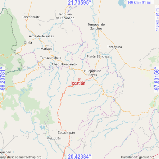 Ixcatlán on map