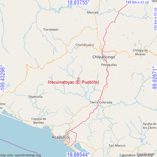 Inscuinatoyac (El Pueblito) on map