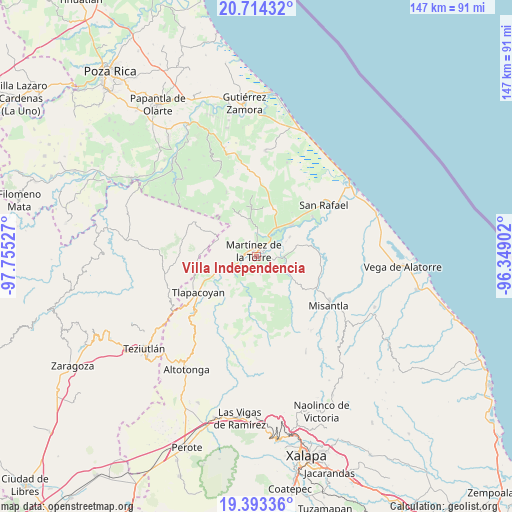 Villa Independencia on map
