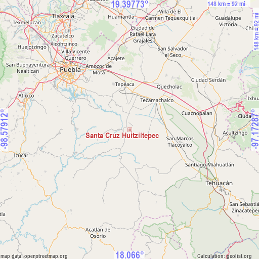Santa Cruz Huitziltepec on map