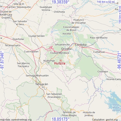 Huitzila on map