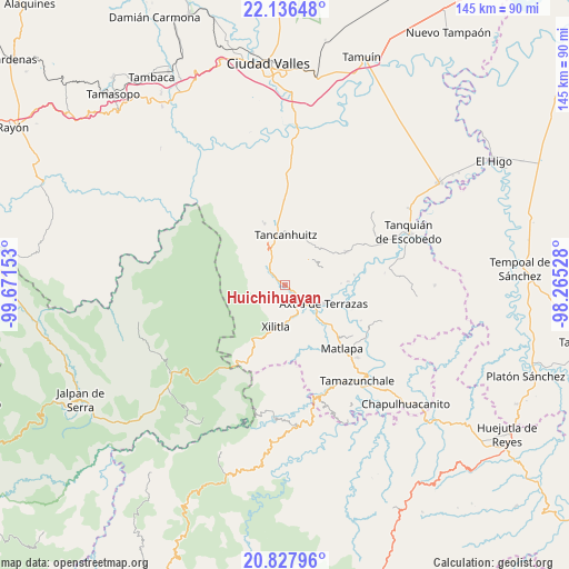 Huichihuayan on map