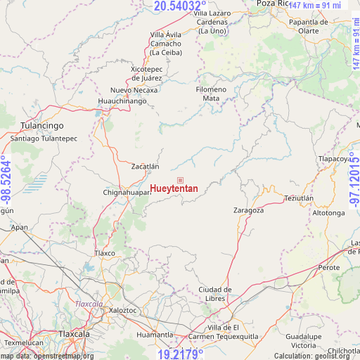 Hueytentan on map