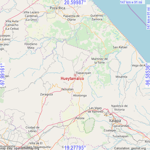 Hueytamalco on map