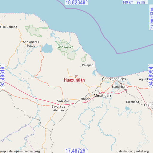 Huazuntlán on map