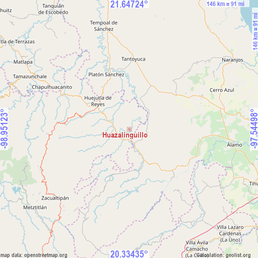 Huazalinguillo on map