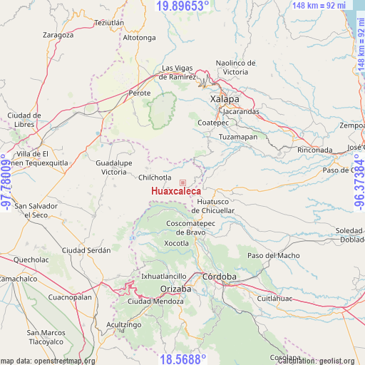 Huaxcaleca on map