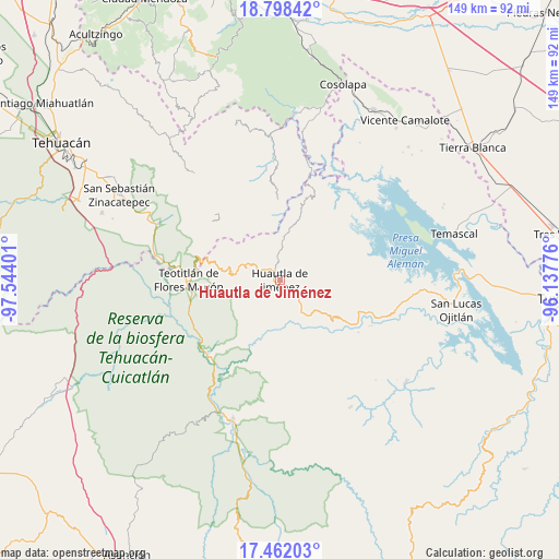 Huautla de Jiménez on map
