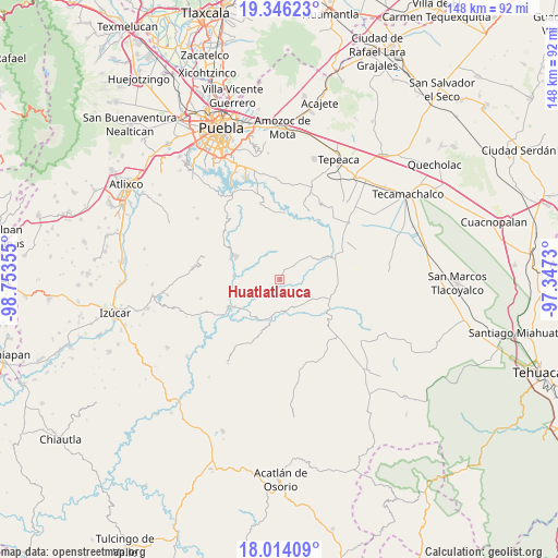 Huatlatlauca on map