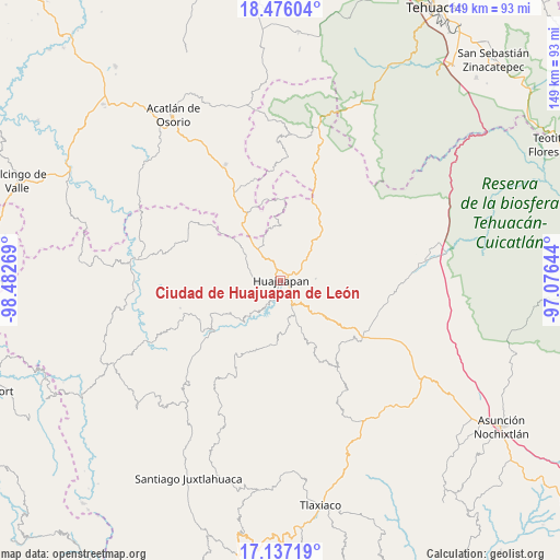 Ciudad de Huajuapan de León on map