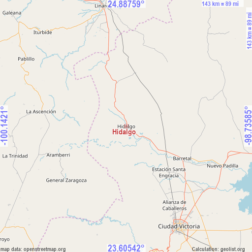 Hidalgo on map