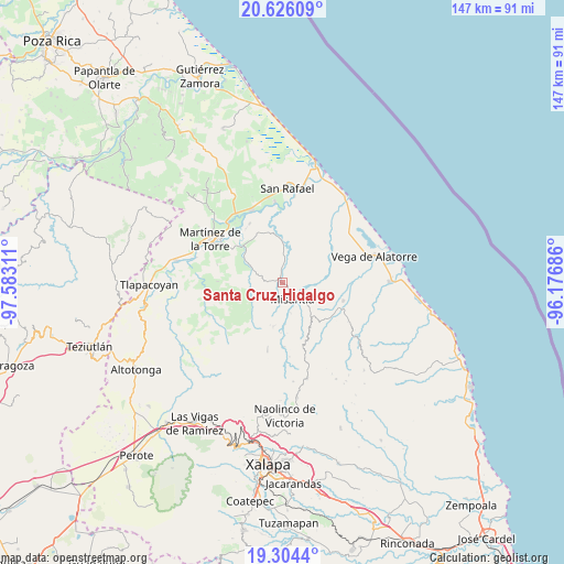 Santa Cruz Hidalgo on map
