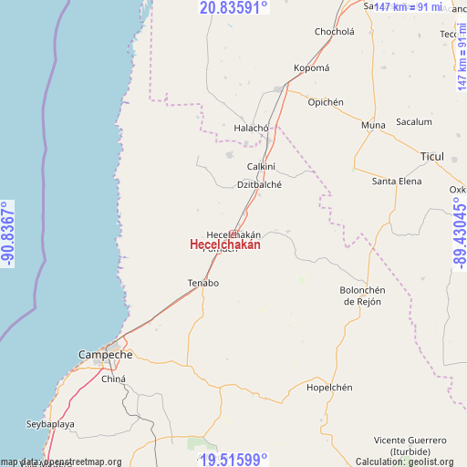 Hecelchakán on map