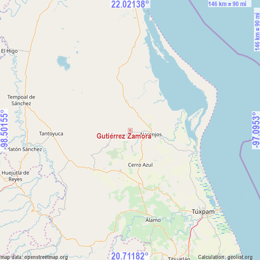 Gutiérrez Zamora on map