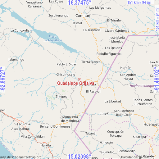 Guadalupe Grijalva on map