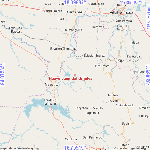 Nuevo Juan del Grijalva on map