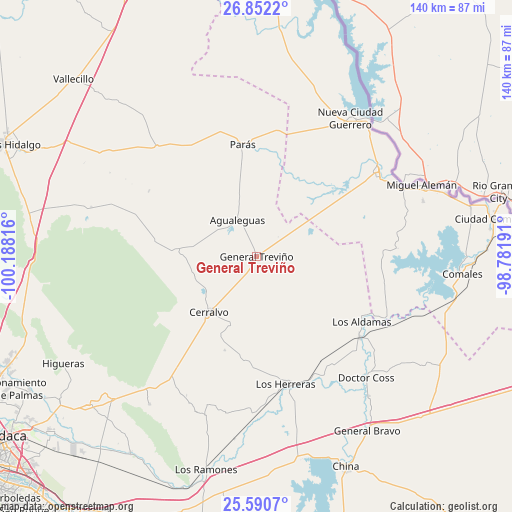 General Treviño on map