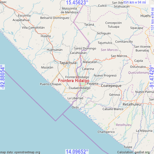 Frontera Hidalgo on map