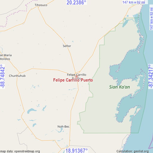 Felipe Carrillo Puerto on map