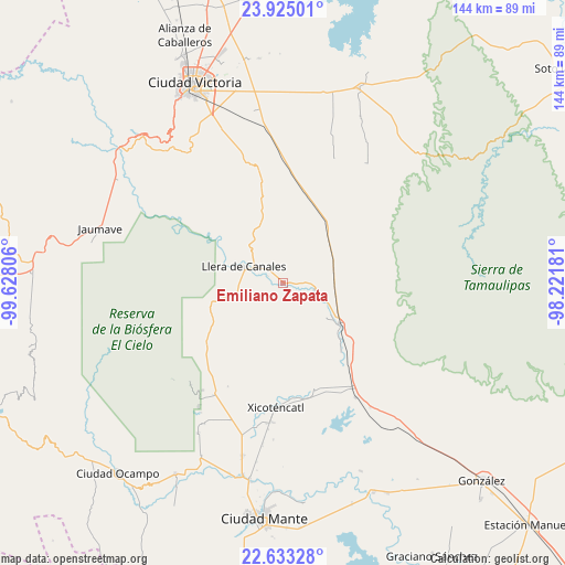 Emiliano Zapata on map