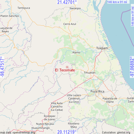 El Tecomate on map