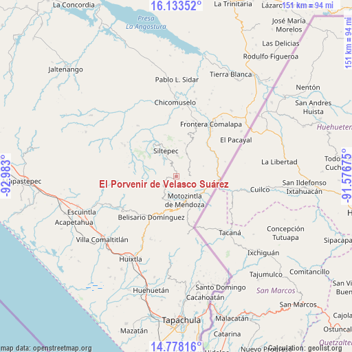 El Porvenir de Velasco Suárez on map