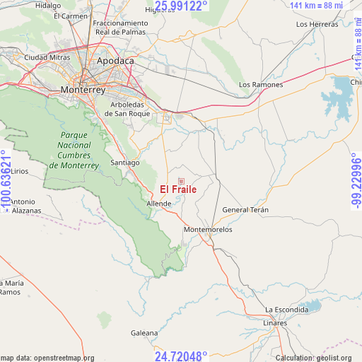 El Fraile on map