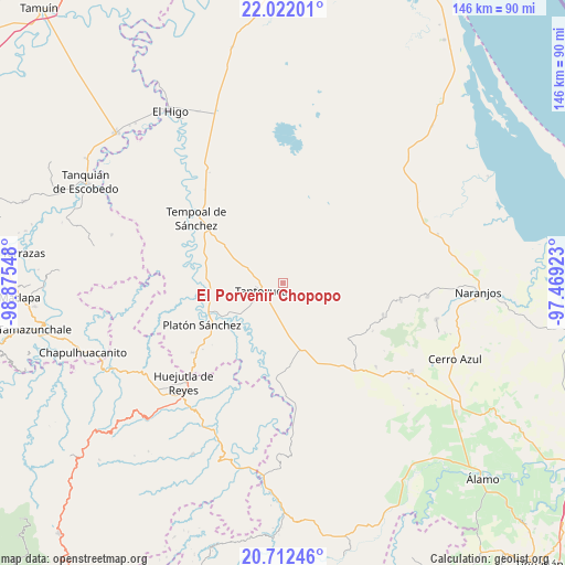 El Porvenir Chopopo on map