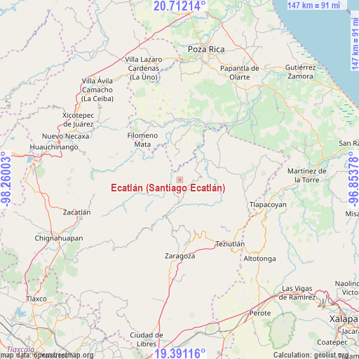 Ecatlán (Santiago Ecatlán) on map